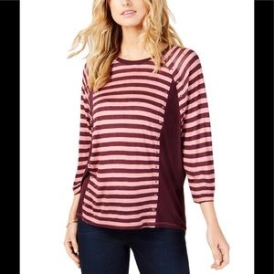 Michael Kors Striped Grommet Pullover Top